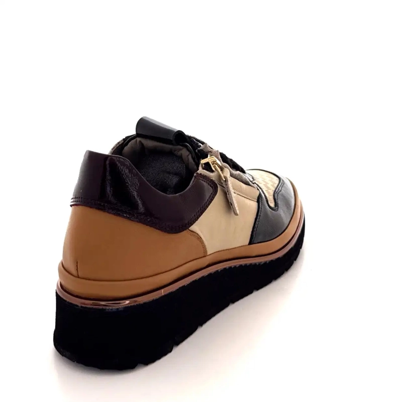 XSA 9809 Black, Brown & Cream Leather Ivoire Chaussures