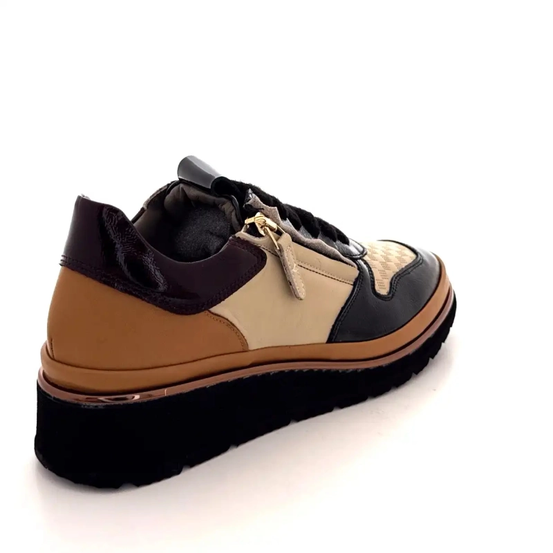 XSA 9809 Μαύρο, Καφέ & Κρεμ Δέρμα Ivoire Chaussures