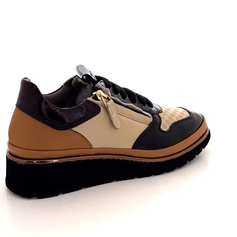 XSA 9809 Svart, brunt och krämfärgat läder Ivoire Chaussures