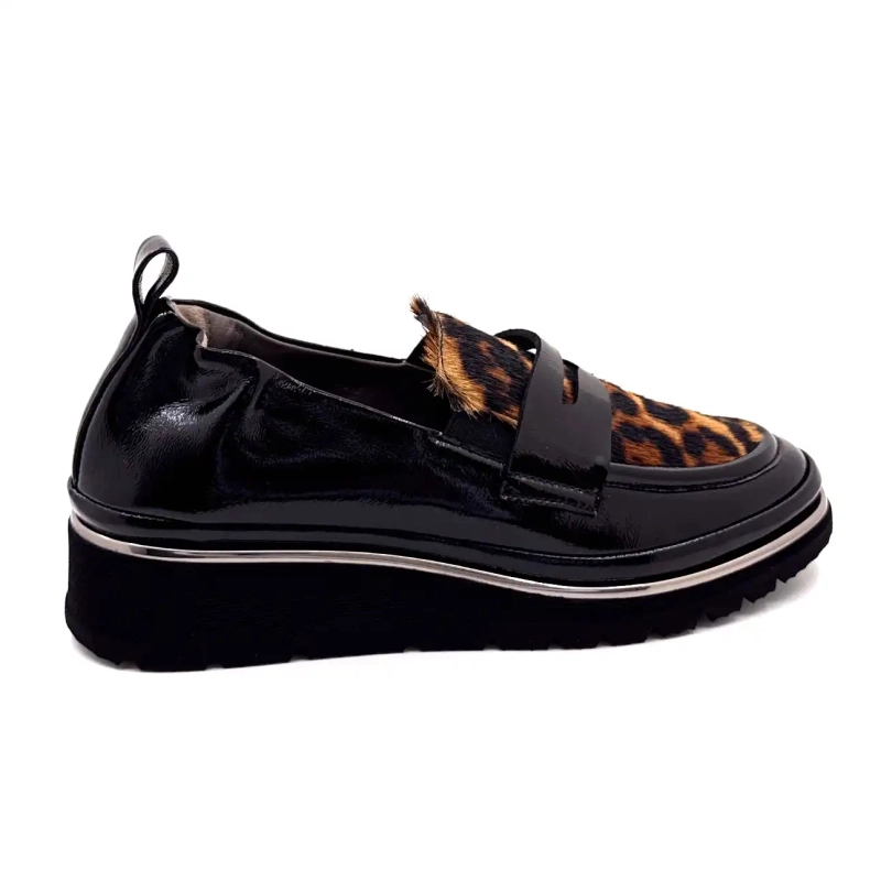 XSA 323 Svart lackläder Leo Ivoire Chaussures