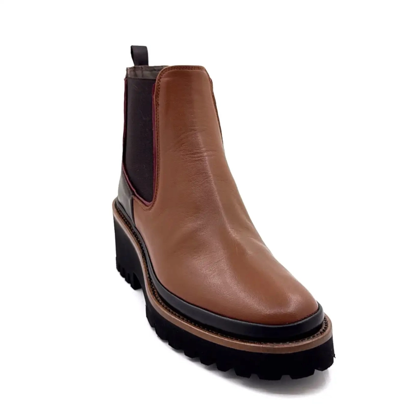 XSA 313 Brunt og svart skinn Ivoire Chaussures