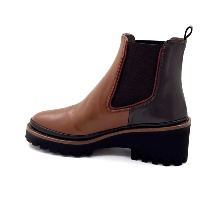 XSA 313 Brunt og svart skinn Ivoire Chaussures