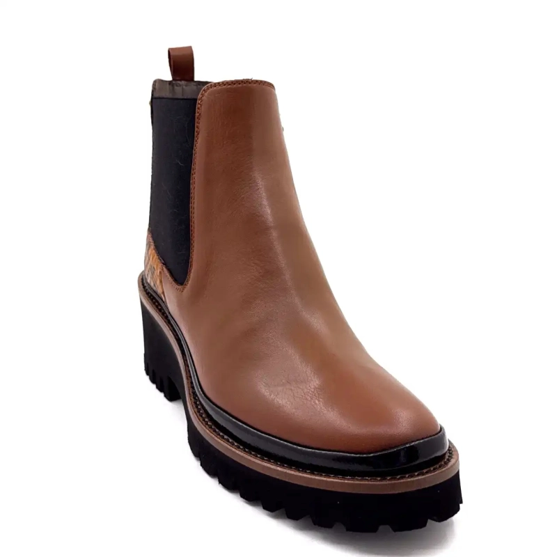 XSA 9829 Brown Leather & Reptile Ivoire Chaussures