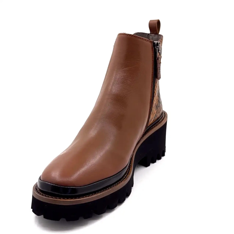 XSA 9829 Brunt skinn og reptil Ivoire Chaussures