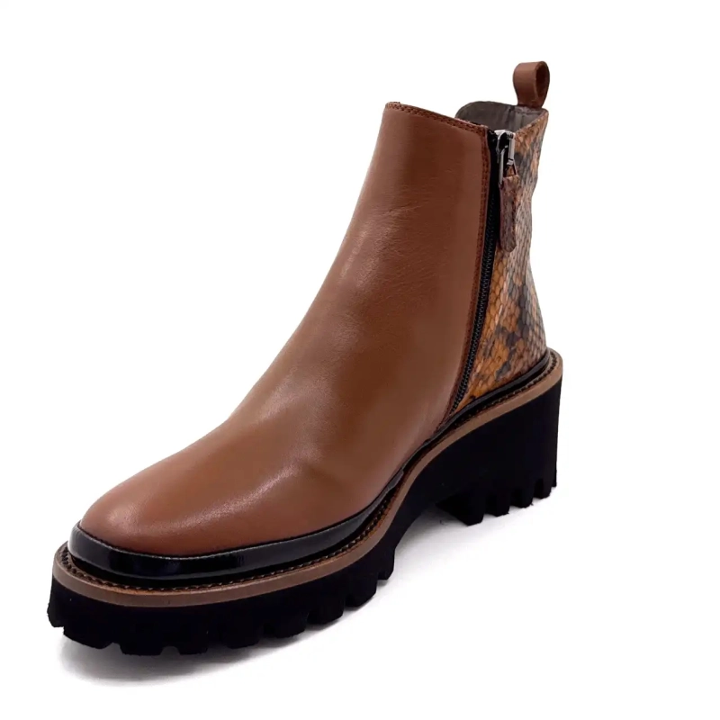 XSA 9829 Piele maro și reptilă Ivoire Chaussures