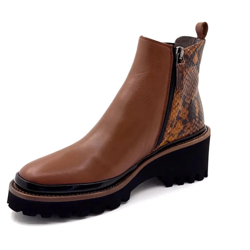 XSA 9829 Brown Leather & Reptile Ivoire Chaussures