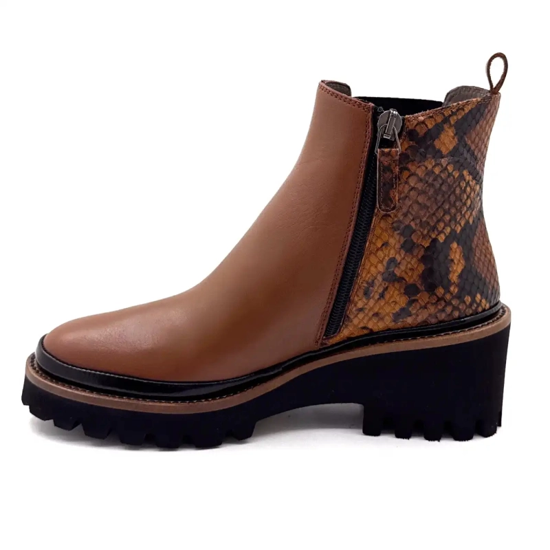 XSA 9829 Brown Leather & Reptile Ivoire Chaussures