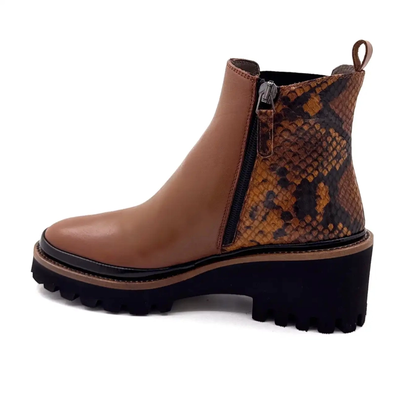 XSA 9829 Brown Leather & Reptile Ivoire Chaussures