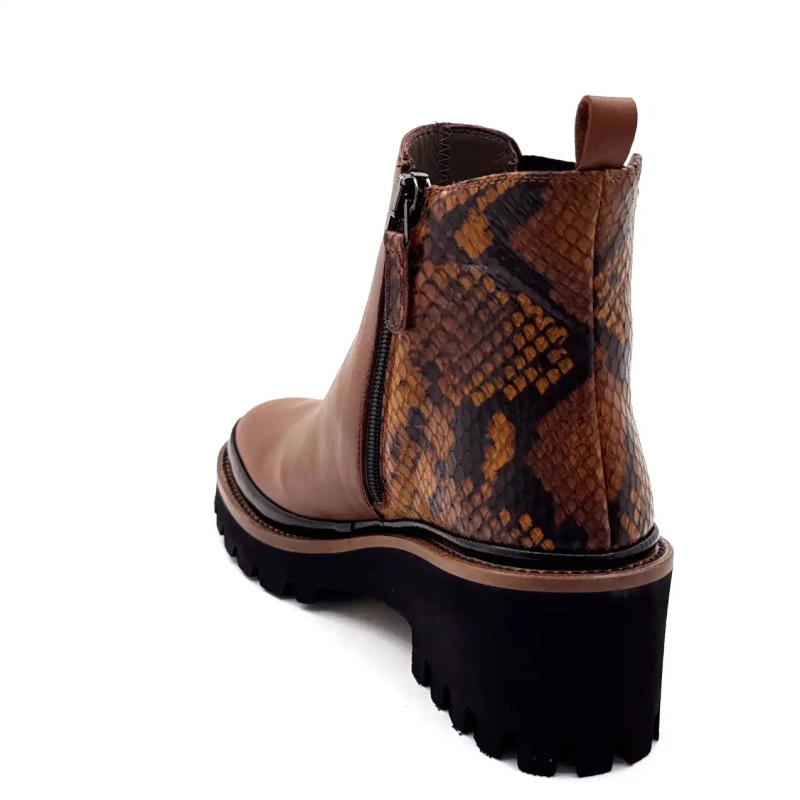 XSA 9829 Brunt skinn og reptil Ivoire Chaussures