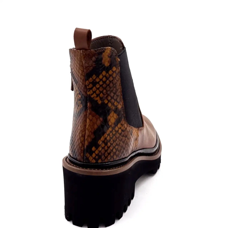 XSA 9829 Couro Marrom e Réptil Ivoire Chaussures