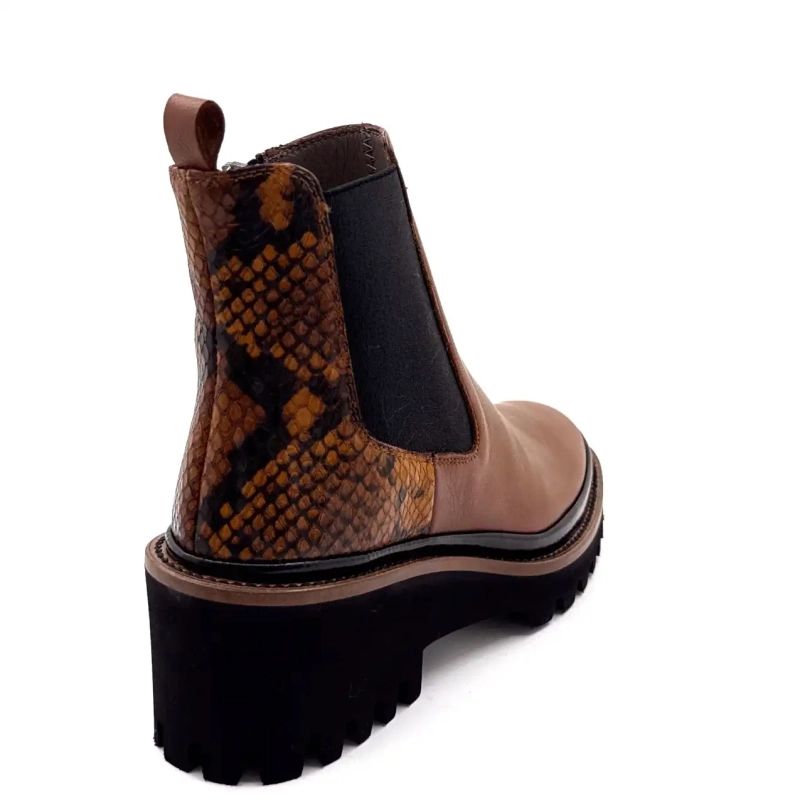 XSA 9829 Brown Leather & Reptile Ivoire Chaussures