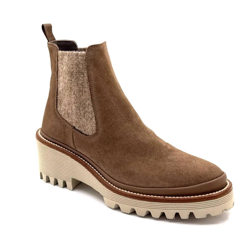 XSA 9176 Taupe Ruskind Ivoire Chaussures