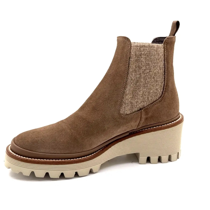 XSA 9176 Taupe Ruskind Ivoire Chaussures