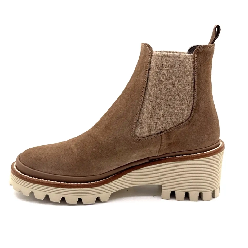 XSA 9176 Gri taupe Piele întoarsă Ivoire Chaussures