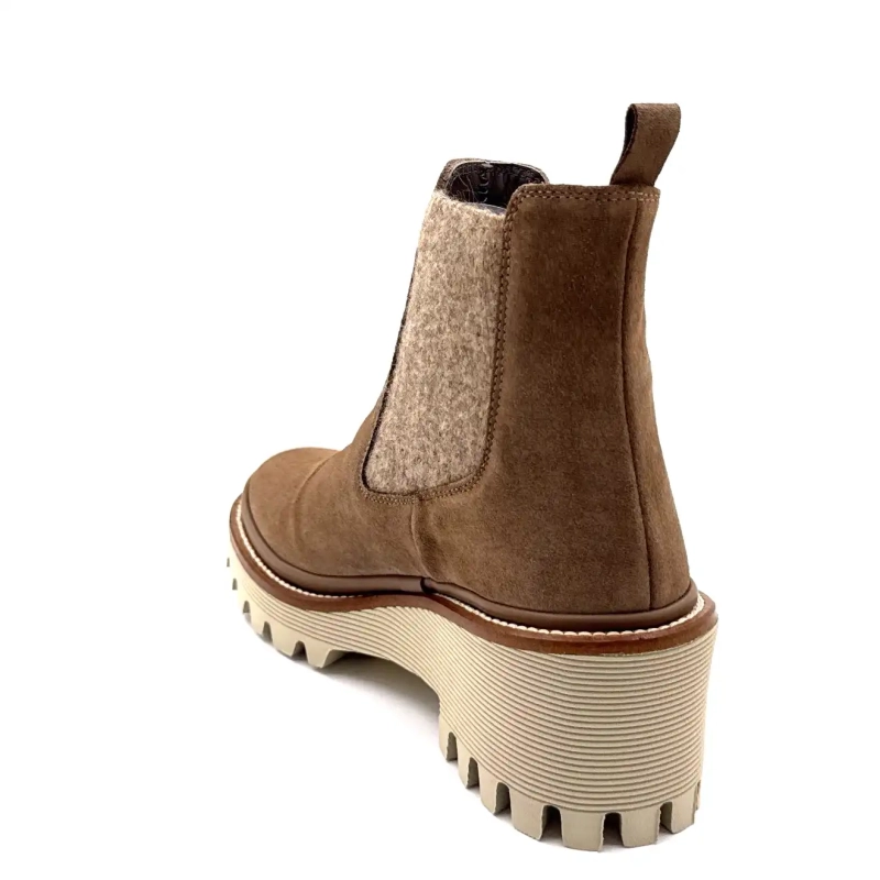 XSA 9176 Gri taupe Piele întoarsă Ivoire Chaussures