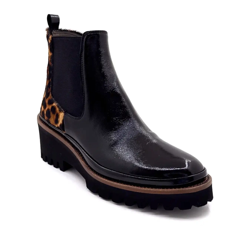 XSA 9829 Cuero charol negro y Leo Ivoire Chaussures