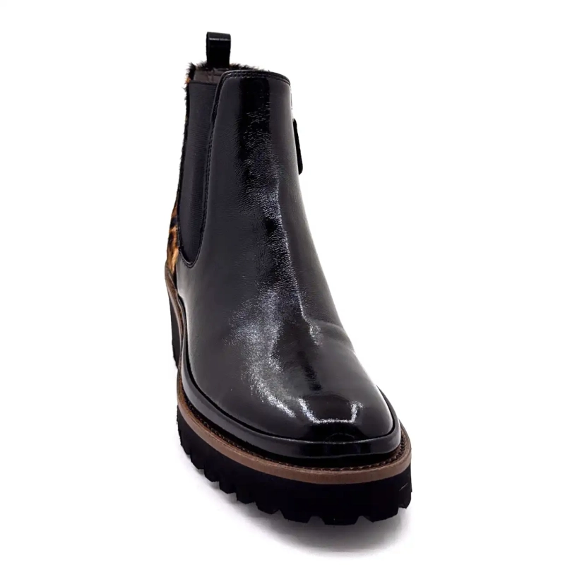 XSA 9829 Piele lăcuită neagră și leu Ivoire Chaussures