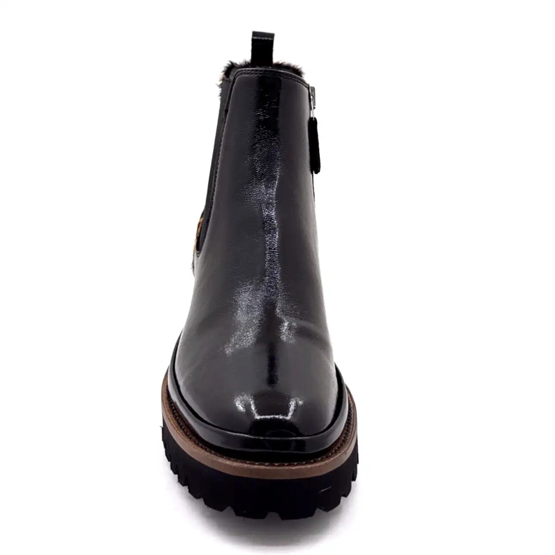 XSA 9829 Couro envernizado preto e Leo Ivoire Chaussures