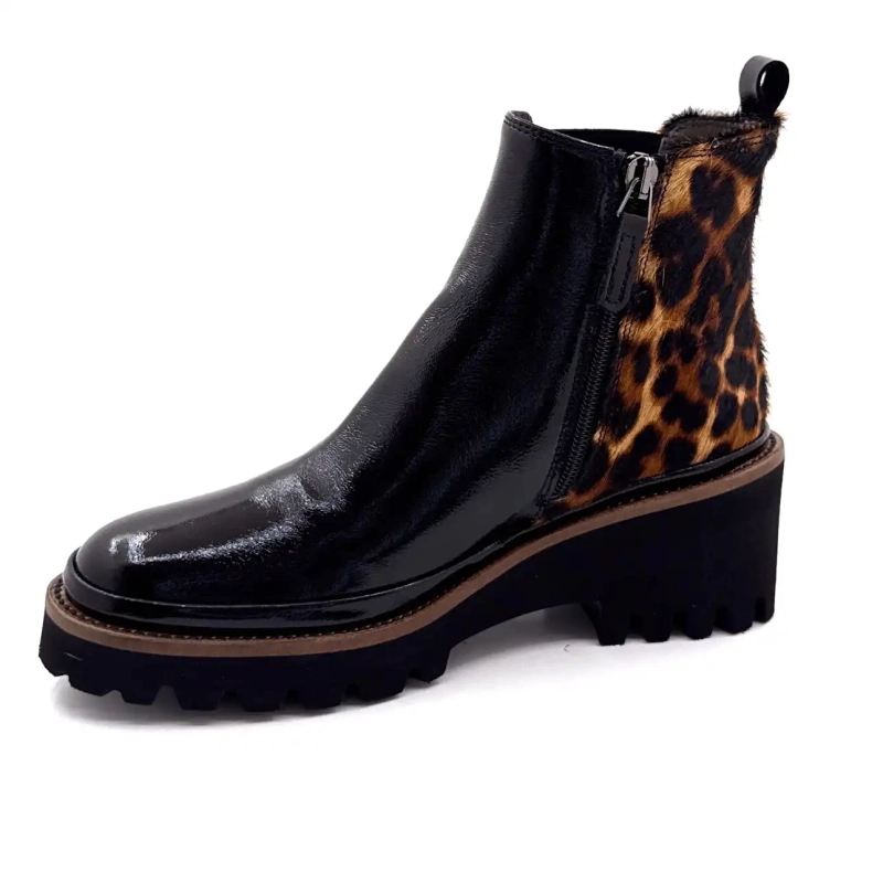 XSA 9829 Pelle verniciata nera e leopardata Ivoire Chaussures