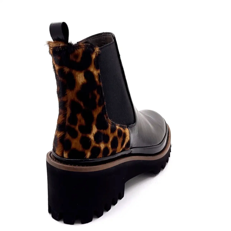 XSA 9829 Cuir Vernis Noir & Léo Ivoire Chaussures