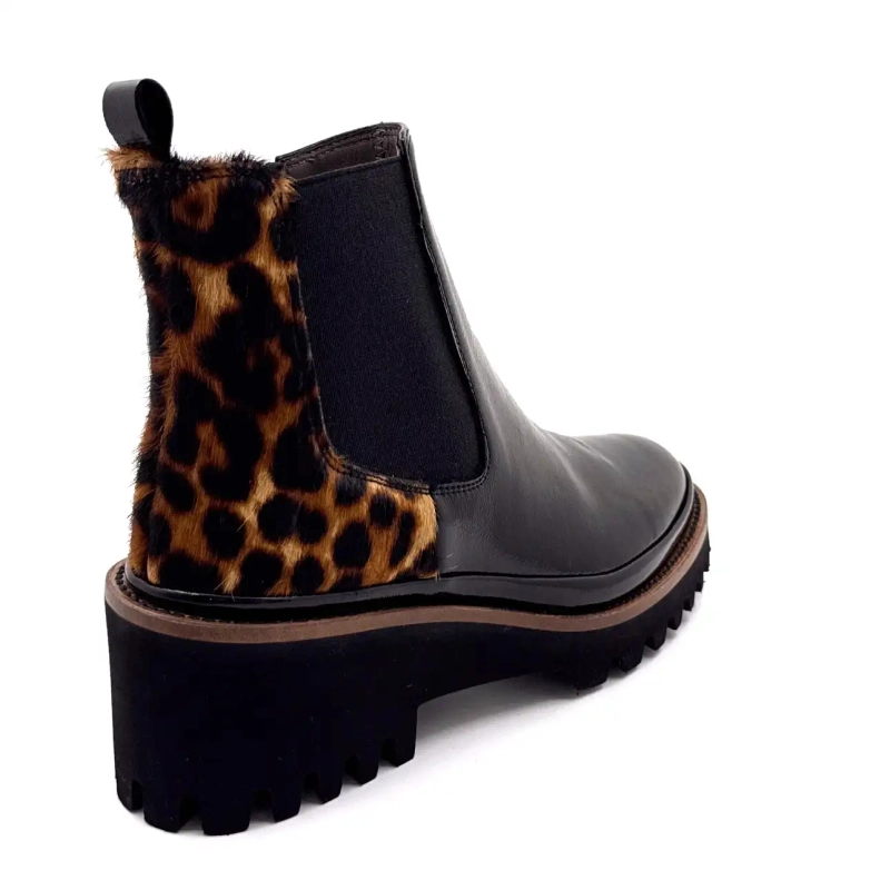 XSA 9829 Cuir Vernis Noir & Léo Ivoire Chaussures