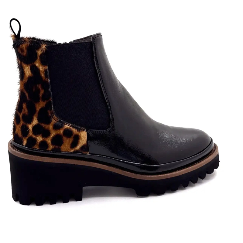 XSA 9829 Svart & Leopard Lackläder Ivoire Chaussures