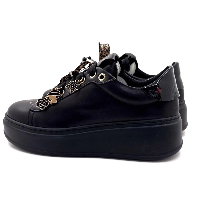 Gio+ Pia434a Zwart leer Zwarte parels Leo strik Ivoire Chaussures