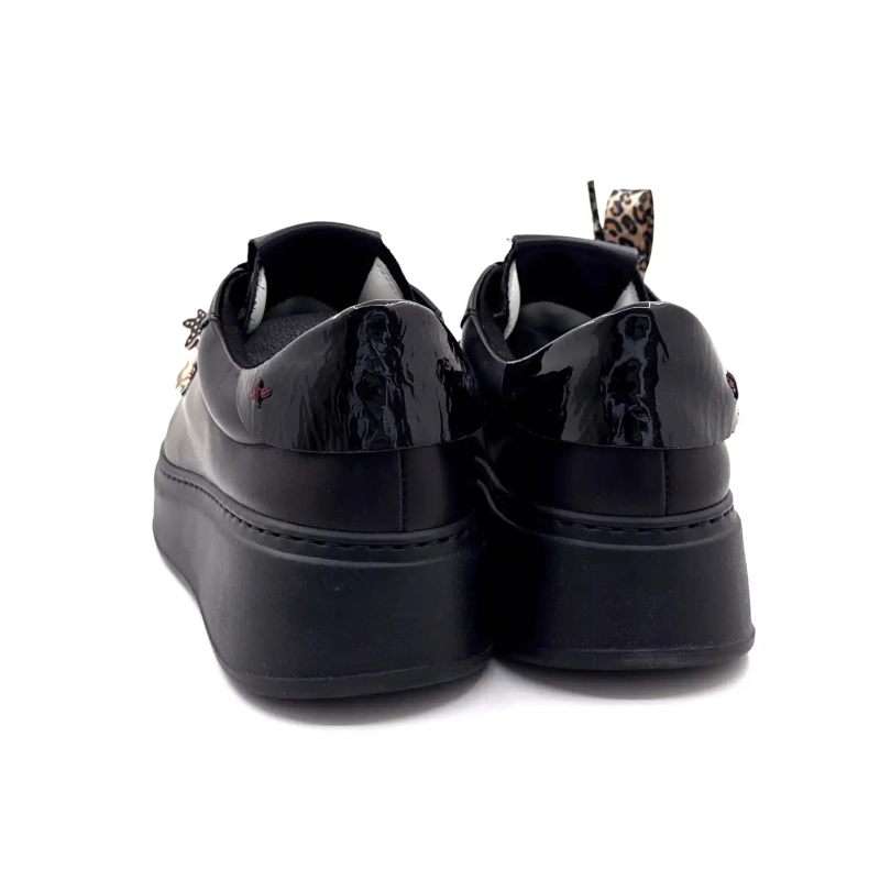 Gio+ Pia434a Couro Preto Pérolas Pretas Laço Leo Ivoire Chaussures