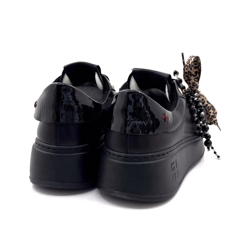 Gio+ Pia434a Sort Læder Sorte Perler Leo Sløjfe Ivoire Chaussures