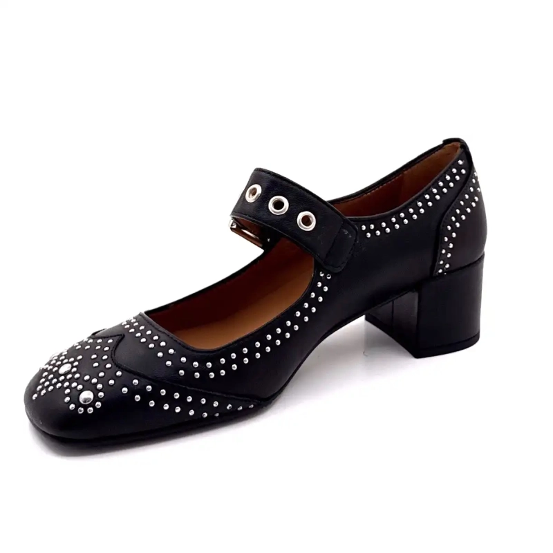 Ivoire P1806 Schwarzes Leder Ivoire Chaussures