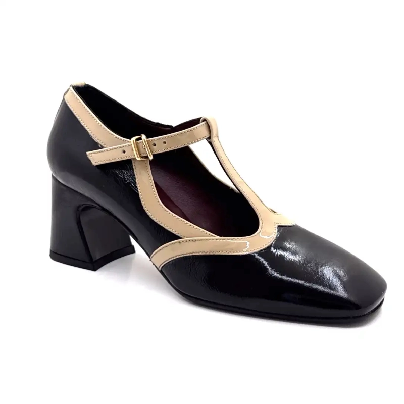 Ivoire e602 Zwart & Beige Lakleer Ivoire Chaussures