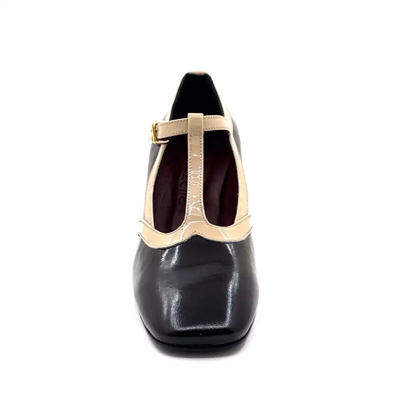 Ivoire e602 Schwarz & Beige Lackleder Ivoire Chaussures