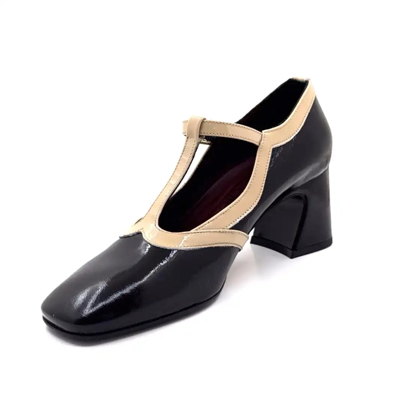 Ivoire e602 Fekete és Bézs Lakkbőr Ivoire Chaussures