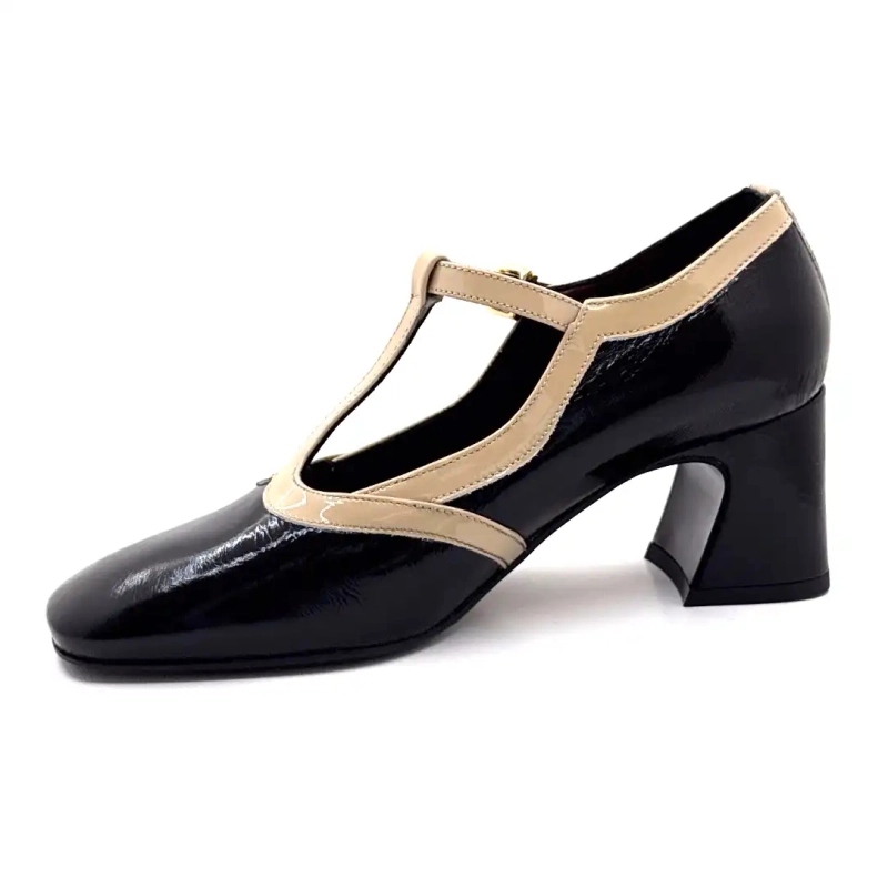Ivoire e602 Fekete és Bézs Lakkbőr Ivoire Chaussures
