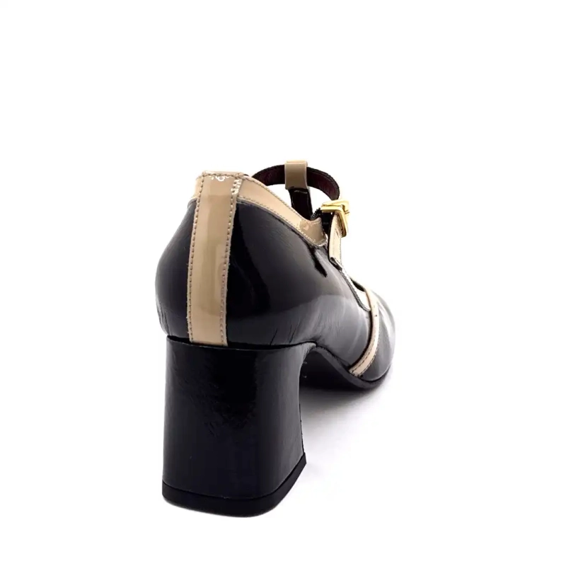Ivoire e602 Black & Beige Patent Leather Ivoire Chaussures