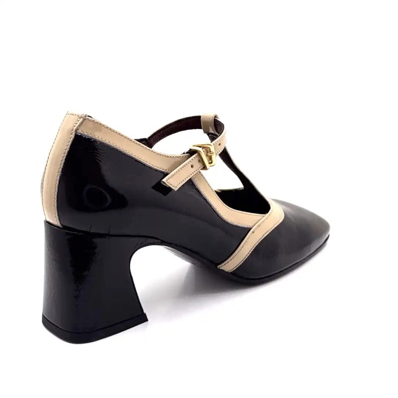 Ivoire e602 Charol Negro y Beige Ivoire Chaussures