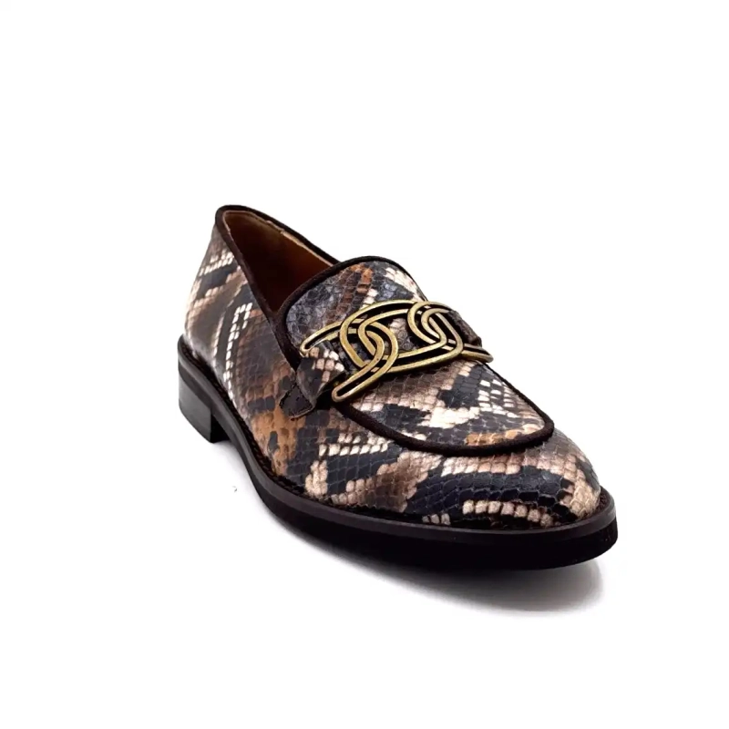 Jhay 9069 Pelle Rept Pattern Marrone Beige Ivoire Chaussures