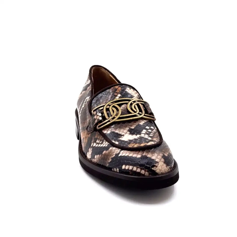 Jhay 9069 bőr hüllőmintás barna bézs Ivoire Chaussures