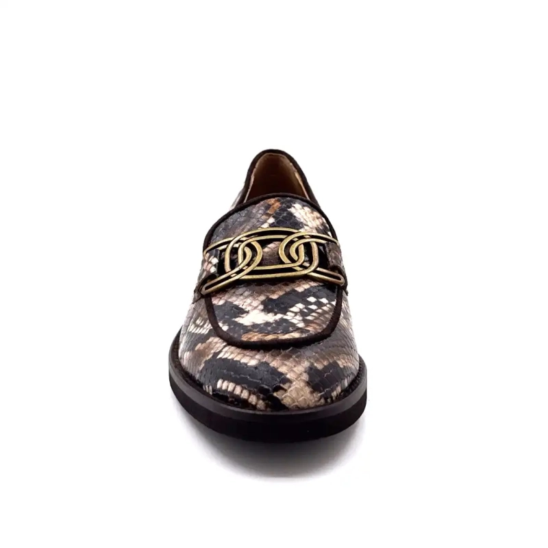 Jhay 9069 Läder Rept Mönster Brun Beige Ivoire Chaussures