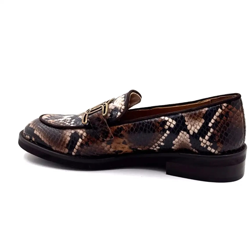 Jhay 9069 bőr hüllőmintás barna bézs Ivoire Chaussures