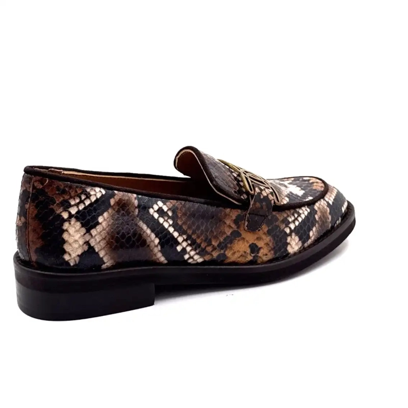 Jhay 9069 Leder Rept Muster Braun Beige Ivoire Chaussures