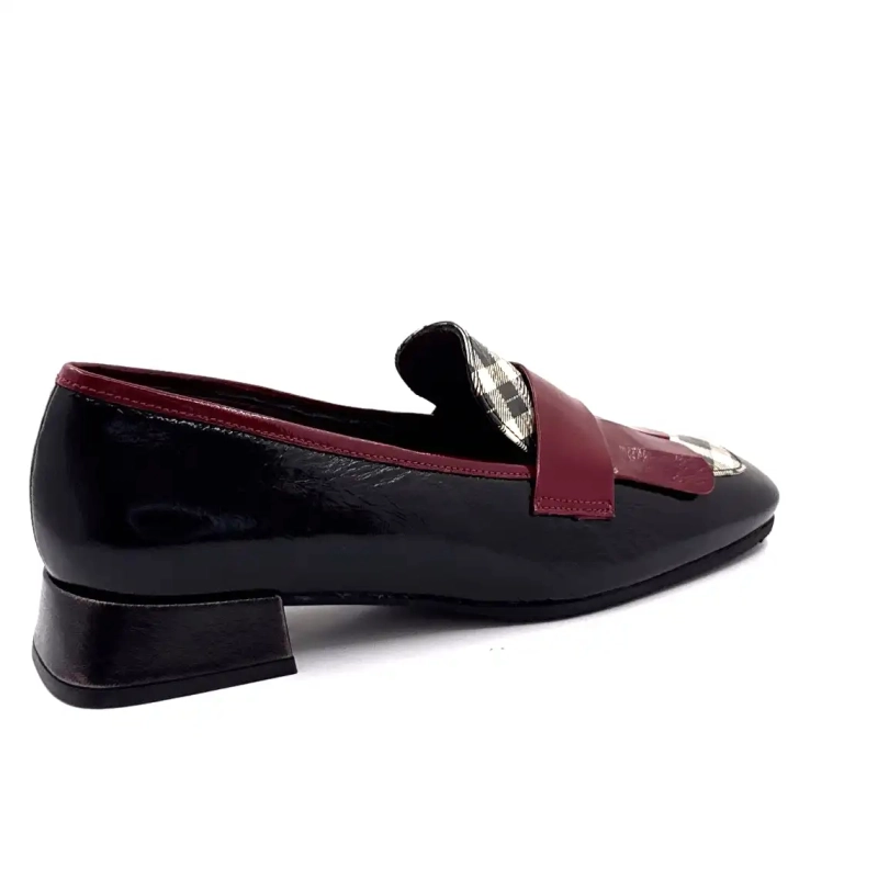 Ivoire E128 Lakkbőr Tartan Fekete Bézs és Bordó Ivoire Chaussures