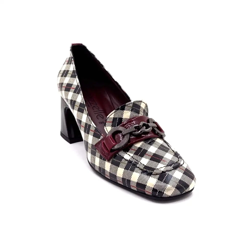 Ivoire E612 Charol Tartán Negro Beige y Burdeos Ivoire Chaussures