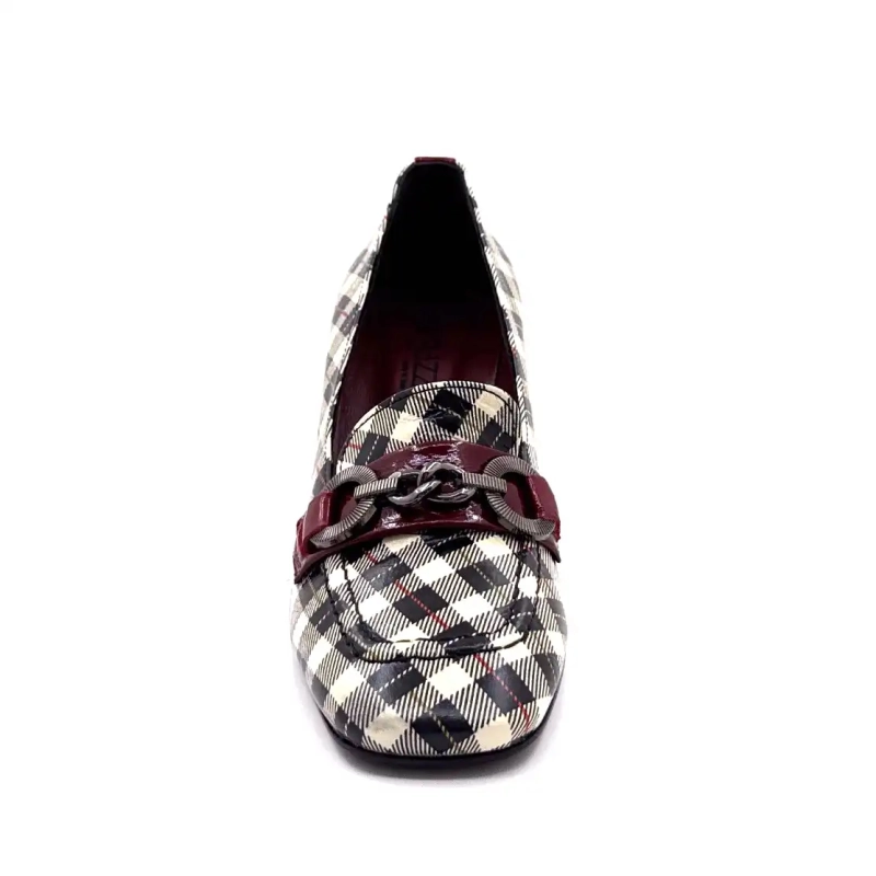 Ivoire E612 Lakkbőr Tartan Fekete Bézs és Bordó Ivoire Chaussures