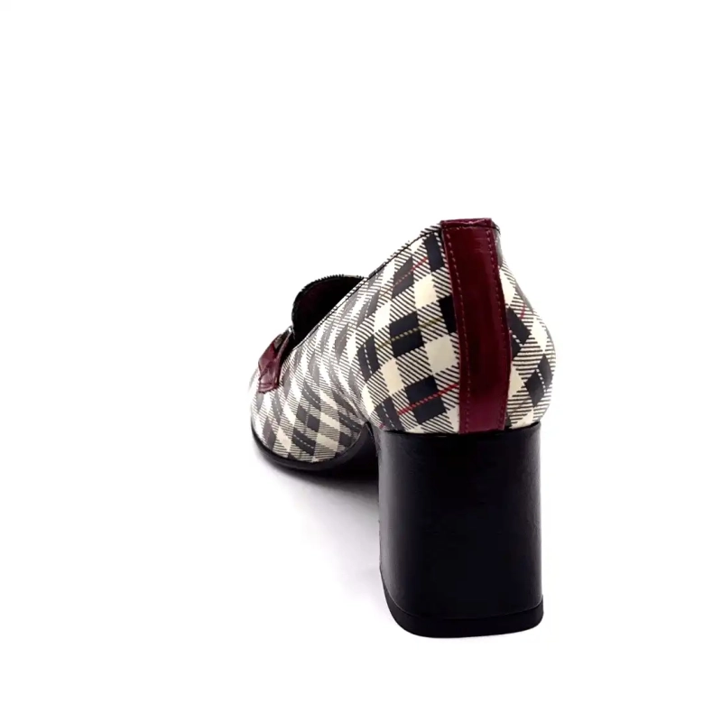 Ivoire E612 Λουστρίνι Tartan Μαύρο Μπεζ και Μπορντό Ivoire Chaussures