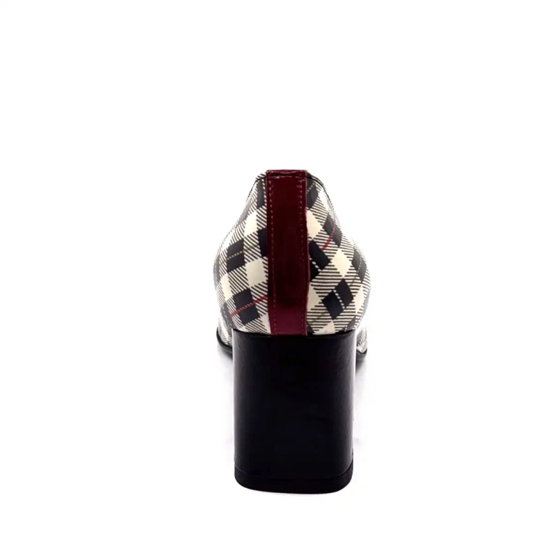 Pelle verniciata Ivoire E612 Tartan nero beige e bordeaux Ivoire Chaussures