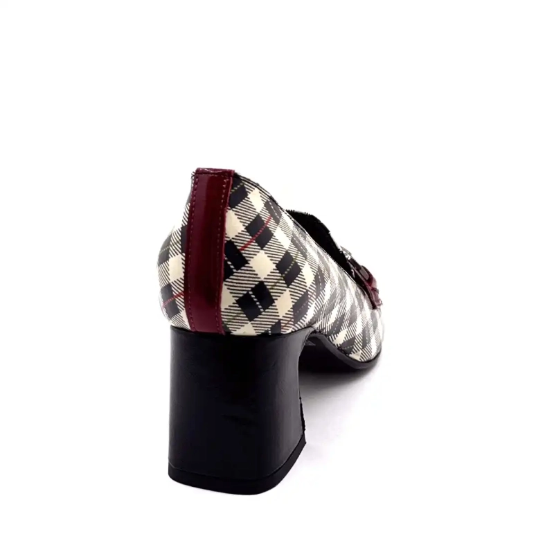 Ivoire E612 Skóra lakierowana Tartan Czarny Beż i Bordo Ivoire Chaussures