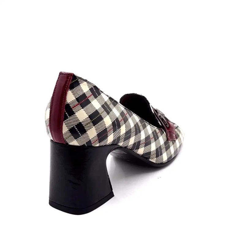 Pelle verniciata Ivoire E612 Tartan nero beige e bordeaux Ivoire Chaussures