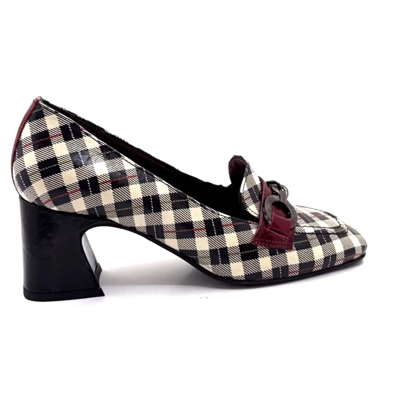 Ivoire E612 Λουστρίνι Tartan Μαύρο Μπεζ και Μπορντό Ivoire Chaussures
