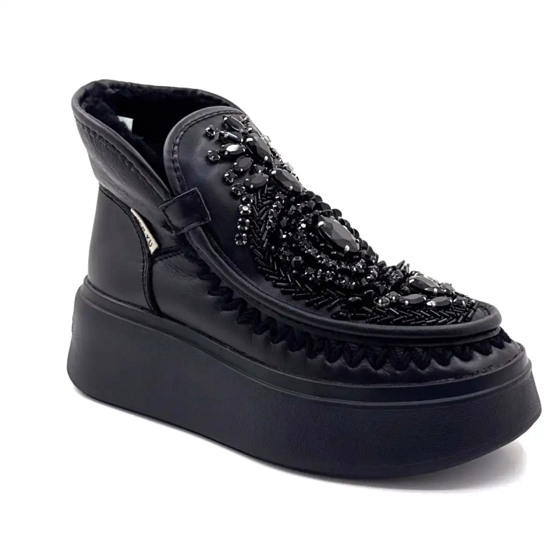 Nan Ku Dfh09 Svarta Lädersmycken Ivoire Chaussures